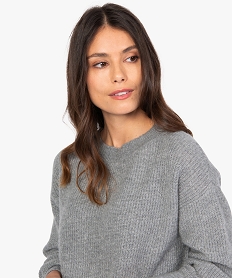 pull femme a grosse cotes coupe courte grisB538401_2