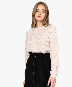 pull femme en maille fantaisie avec fil lurex beigeB538901_1