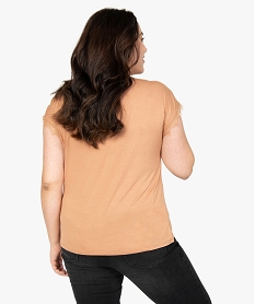 tee-shirt femme grande taille sans manches avec finitions dentelle orangeB541901_3