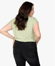tee-shirt femme grande taille sans manches avec finitions dentelle vertB542001_3