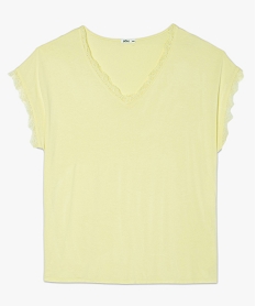 tee-shirt femme grande taille sans manches avec finitions dentelle jauneB542101_4