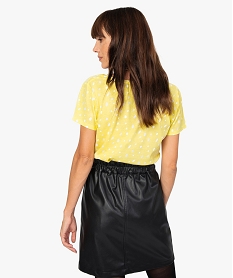 tee-shirt femme imprime a manches courtes jaune t-shirts manches courtesB543001_3