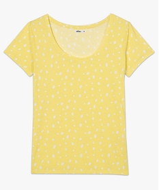 tee-shirt femme imprime a manches courtes jauneB543001_4