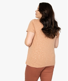 tee-shirt femme grande taille a col v et details brillants orangeB544601_3