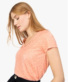 GEMO Tee-shirt femme à manches courtes avec motifs pailletés Imprimé