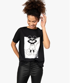 tee-shirt femme a manches courtes avec motif paillete - disney imprime t-shirts manches courtesB545301_2