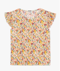 tee-shirt femme plisse a motifs fleuris imprime t-shirts manches courtesB548601_4