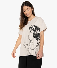 tee-shirt femme avec motif femme - disney beige t-shirts manches courtesB550501_1