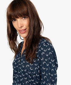 tee-shirt femme a manches longues avec col fantaisie et boutons imprimeB553301_2