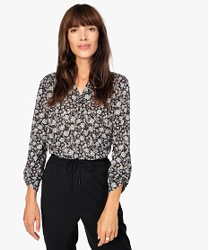 PANTALON NOIR TEE-SHIRT AOP FLEURS