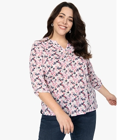 GEMO Tee-shirt femme grande taille imprimé col V et dos dentelle Imprimé