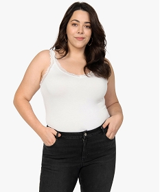 GEMO Débardeur femme grande taille avec bretelles dentelle Blanc
