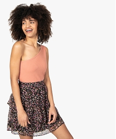 GEMO Débardeur femme asymétrique en maille côtelée Rose
