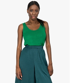 GEMO Débardeur femme en maille fine avec lien fantaisie dans le dos Vert