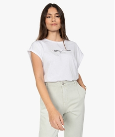 GEMO Tee-shirt femme ample aux emmanchures XXL Blanc