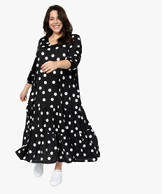 GEMO Robe femme grande taille longue imprimée à manches 34 Imprimé