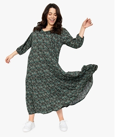 GEMO Robe femme grande taille longue imprimée à manches 34 Imprimé