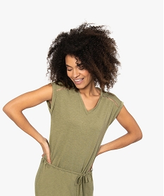 GEMO Robe femme pailletée avec manches ultra courtes à revers Vert