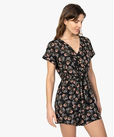 GEMO Combishort femme à motifs fleuris boutonné sur l’avant Imprimé