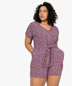 GEMO Combishort femme grande taille fluide à imprimé fleuri Imprimé