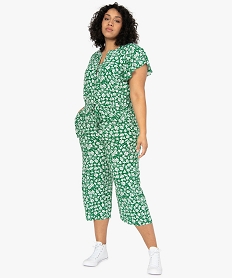 GEMO Combinaison femme grande taille à motifs fleuris Vert