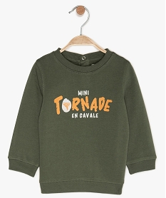 sweat bebe garcon imprime en molleton vert sweatsB562501_1