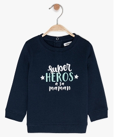 sweat bebe garcon imprime en molleton bleu sweatsB562601_1