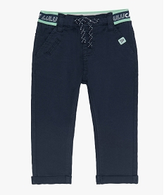 pantalon bebe garcon avec taille contrastante – lulu castagnette bleu pantalonsB565501_1