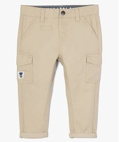 GEMO Pantalon bébé garçon en toile avec poches à rabat Beige