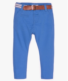 GEMO Pantalon bébé garçon chino avec ceinture rayée Bleu