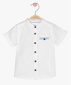 GEMO Chemise bébé garçon à col mao en lin et coton Blanc