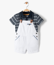 GEMO Ensemble bébé garçon 2 pièces salopette + polo Blanc