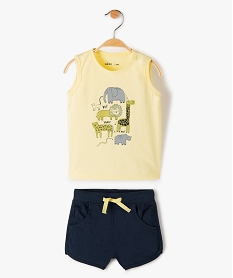 GEMO Ensemble bébé garçon débardeur + short en jersey (2 pièces) Bleu