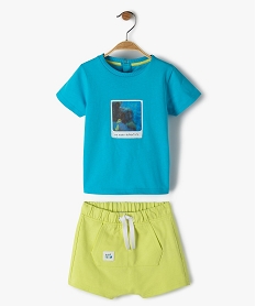 GEMO Ensemble bébé garçon 2 pièces tee-shirt + short en jersey (2 pièces) Bleu