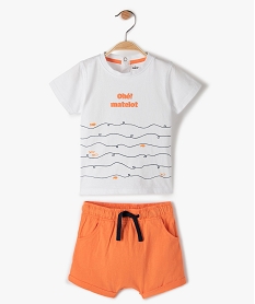 ensemble bebe garcon tee-shirt short en jersey (2 pieces) orange shortsB570301_1