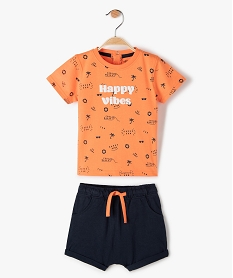 GEMO Ensemble bébé garçon tee-shirt + short en jersey (2 pièces) Bleu