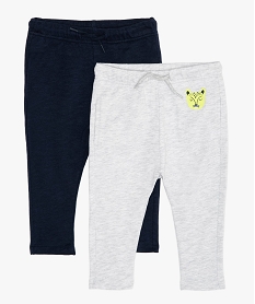 pantalon bebe garcon facon jogging uni  chine avec un motif grisB571201_1