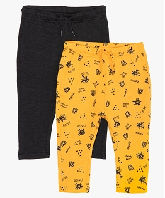 GEMO Pantalon bébé garçon façon jogging uni  imprimé Jaune