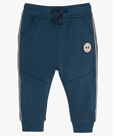pantalon de jogging bebe garcon avec liseres sur les cotes bleuB571601_1