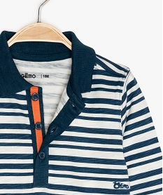 tee-shirt bebe garcon raye a col polo imprime polosB574901_3