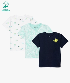 GEMO Tee-shirt bébé garçon à motifs et poche poitrine (lot de 3) inspiration tropicale Blanc