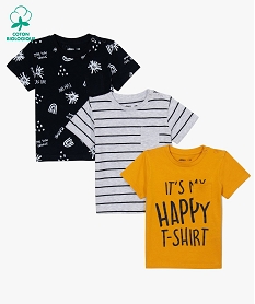 GEMO Tee-shirt bébé garçon à motifs et poche poitrine (lot de 3) Jaune