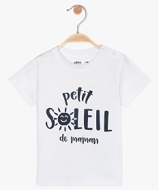 GEMO Tee-shirt bébé garçon avec inscription devant Blanc