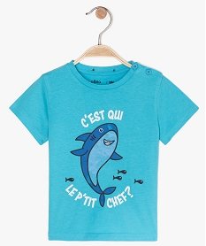 GEMO Tee-shirt bébé garçon à manches courtes avec motif Bleu