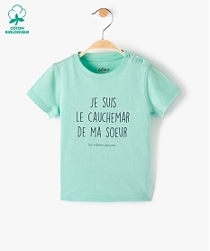 tee-shirt bebe garcon a message humoristique - gemo x les vilaines filles vert tee-shirts manches courtesB578401_1