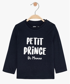 tee-shirt bebe garcon a manches longues avec message bleuB579101_1