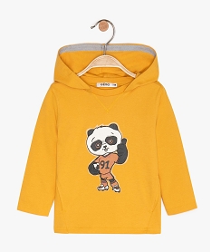 tee-shirt bebe garcon a capuche et poches jaune tee-shirts manches longuesB579501_1