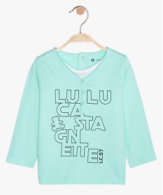 tee-shirt bebe garcon effet 2-en-1 - lulu castagnette vertB579601_1