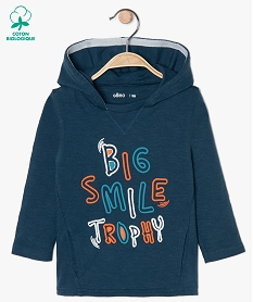 tee-shirt bebe garcon a capuche et imprime bleu tee-shirts manches longuesB579801_1