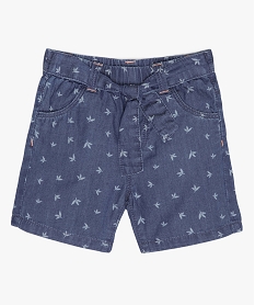 GEMO Short bébé fille en chambray à motif et taille élastiquée Gris